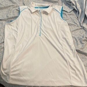 SLAZENGER sleeveless golf mid button up blue and white collard shirt XL